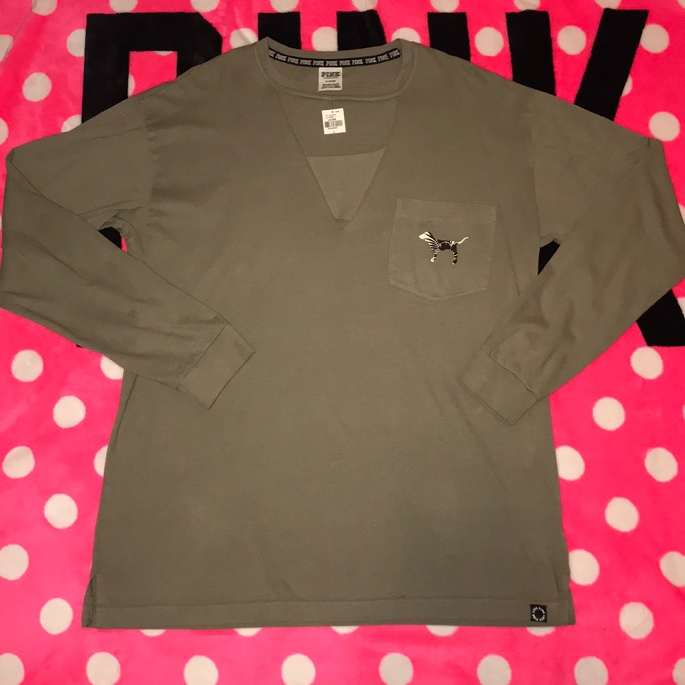 **SOLD**olive green cut out v neck tee